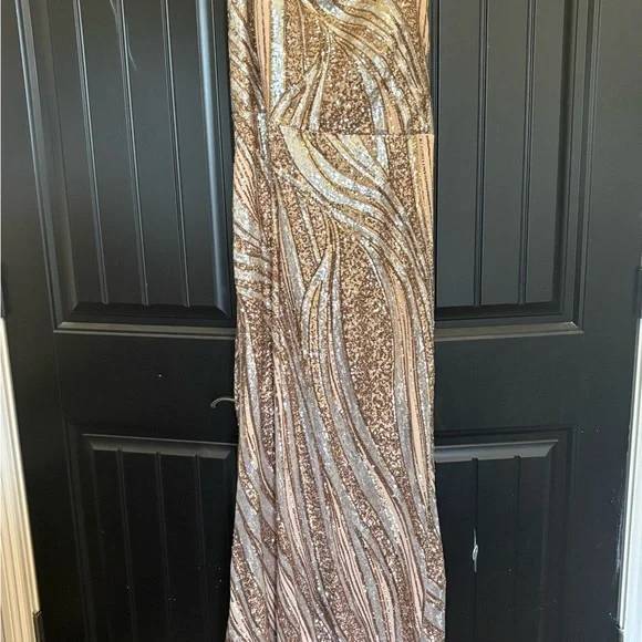Morgan & Co. Metallic One Shoulder Dress - Picture 1 of 2